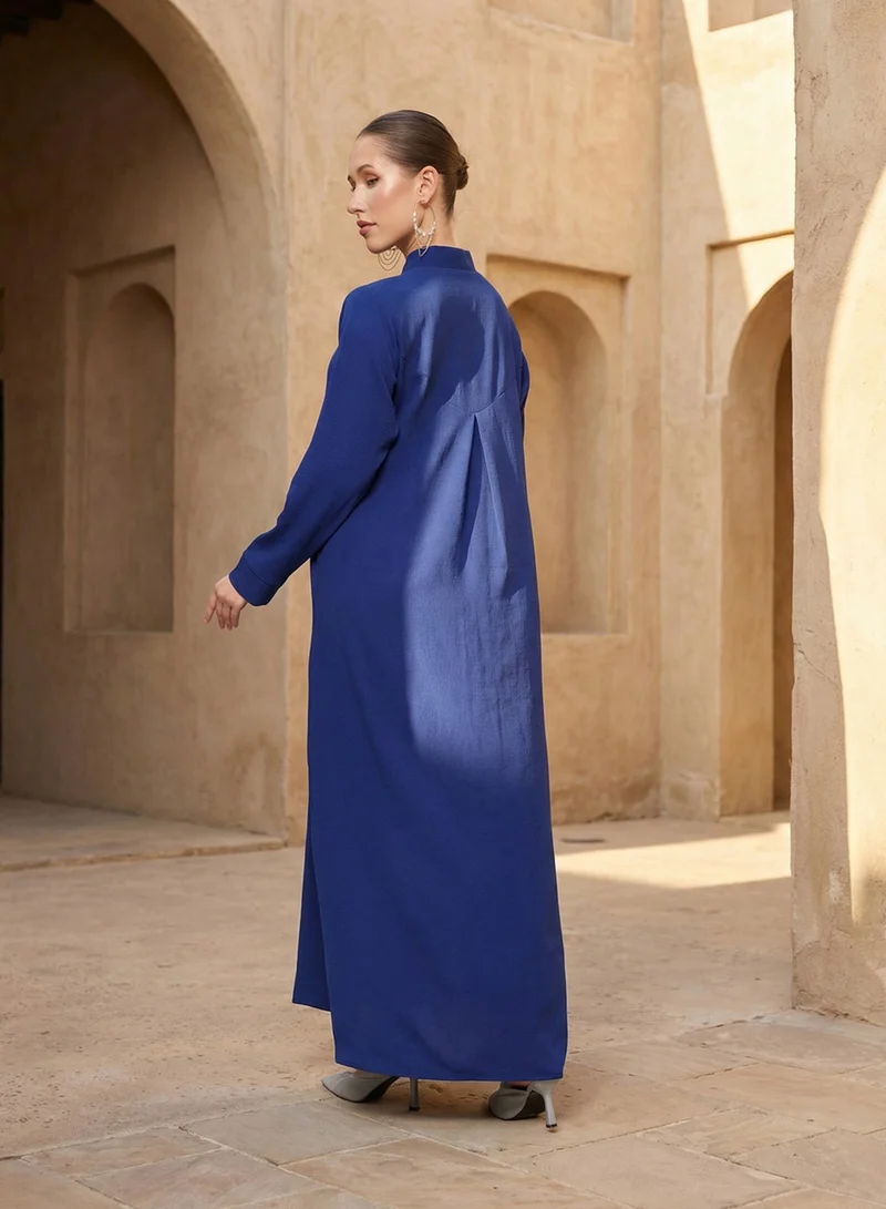 ISHIN Royal Blue thread embroidered Abaya with Hijab